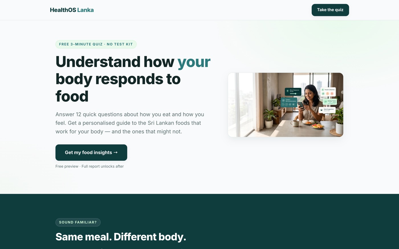 HealthOS Lanka — screenshot of the live build