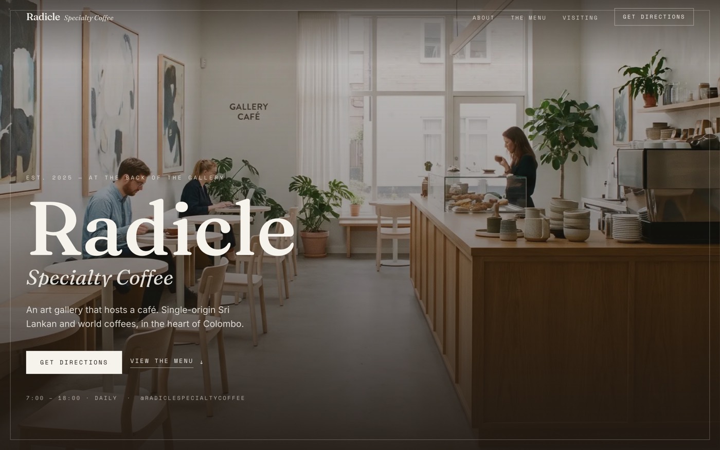 Radicle Coffee — screenshot of the live build